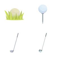 Collection of golfthemed images including a ball on tee, club, and ball in grass vector