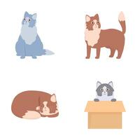 Set of cute cartoon cats in various poses vector