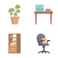 Office furniture and decor set vector