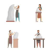 Artists and sculptors at work collection vector