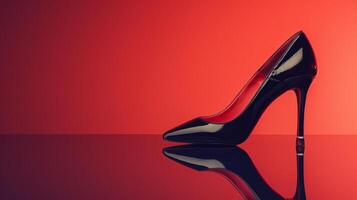 Elegant high heeled shoes on a striking red to black gradient background photo