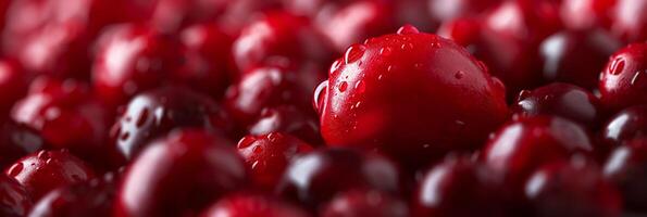 Closeup of a cranberry texture, smooth and shiny, bright red color photo
