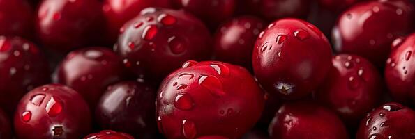 Closeup of a cranberry texture, smooth and shiny, bright red color photo