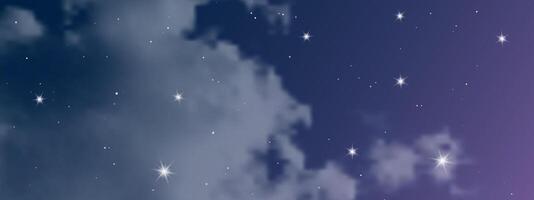 Night sky with clouds and many stars vector
