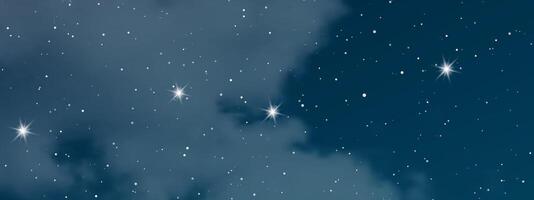 Night sky with clouds and many stars vector