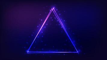 Neon double triangular frame with shining effects vector