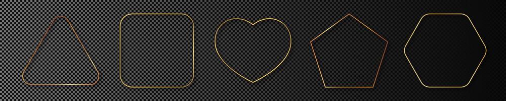 Gold glowing different geometric shape frame vector