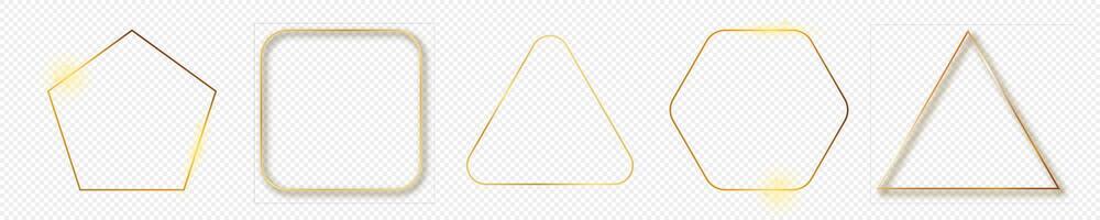 Gold glowing different geometric shape frame vector