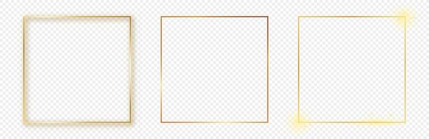 Gold glowing square frame vector