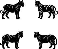 Black Silhouette Of Royel Bengal Tiger vector