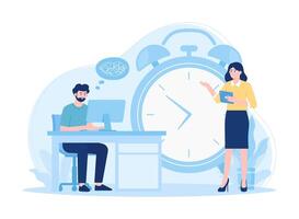 Time management people work concept flat illustration vector
