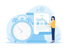 Time optimization financial and marketing strategies concept flat illustration vector