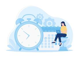 Time management concept flat illustration vector
