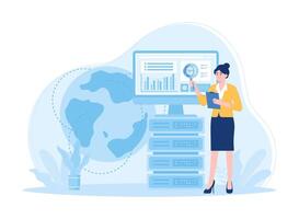 Analyzing big data concept flat illustration vector