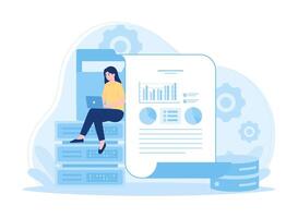 Activities that review company financial data concept flat illustration vector
