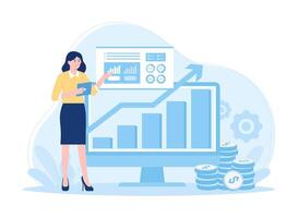 An employee presents business improvements concept flat illustration vector