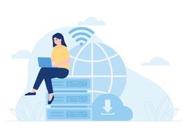advertising access to a global network concept flat illustration vector