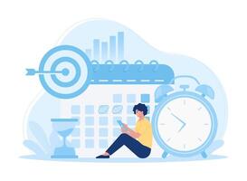 Time management time targeting concept flat illustration vector