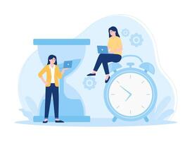 Time optimization financial and marketing strategies concept flat illustration vector