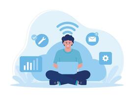 advertising access to a global network concept flat illustration vector