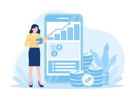An employee presents business improvements concept flat illustration vector