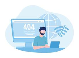 internet network error on laptop concept flat illustration vector