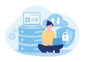 personal data security cyber data security online concept flat illustration vector