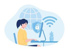cyber security software concept flat illustration vector