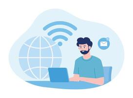 advertising access to a global network concept flat illustration vector
