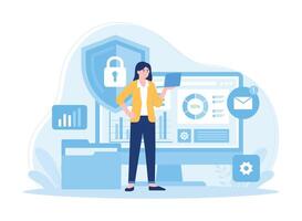personal data security cyber data security online concept flat illustration vector