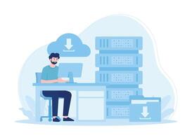 database management system web hosting concept flat illustration vector