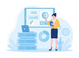 Analyzing big data concept flat illustration vector