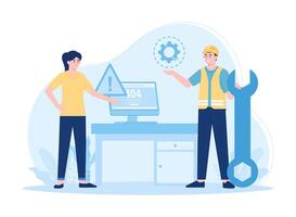 Website maintenance. website services web design corporate site professional support security analysis update abstract metaphor concept flat illustration vector