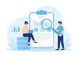 Activities that review company financial data concept flat illustration vector