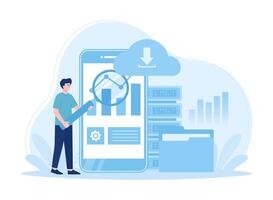 Large data file download concept flat illustration vector