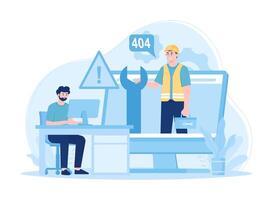 Website maintenance. website services web design corporate site professional support security analysis update abstract metaphor concept flat illustration vector