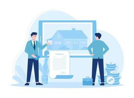 Two business partners make business contact concept flat illustration vector