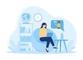 Online lectures. self-education internet courses. electronic learning technology concept flat illustration vector