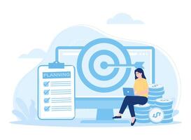 Multi-device targeting business targeting cross-device marketing concept flat illustration vector