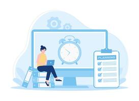 Planning and organizing tasks on a business development concept flat illustration vector