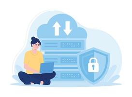 personal data security cyber data security online concept flat illustration vector