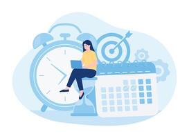 planning schedule or time management with calendar business activities concept flat illustration vector