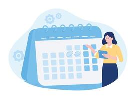 mujer dando vueltas el calendario concepto plano ilustración vector