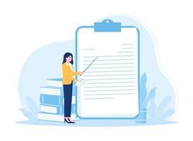 The teacher provides material to students concept flat illustration vector