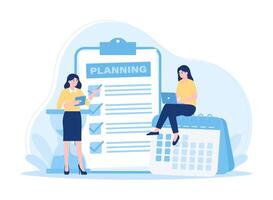 Time management time target planning concept flat illustration vector