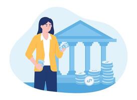 women getting a loan concept flat illustration vector