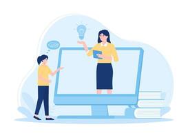 Online lectures. self-education internet courses. electronic learning technology concept flat illustration vector