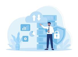 database management system web hosting concept flat illustration vector