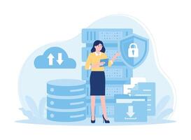 database management system web hosting concept flat illustration vector