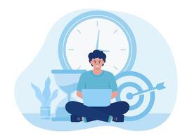 a man completes his task with a deadline concept flat illustration vector